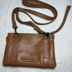 Lucky Brand‎ Brown Textured Leather Crossbody Adjustable Strap